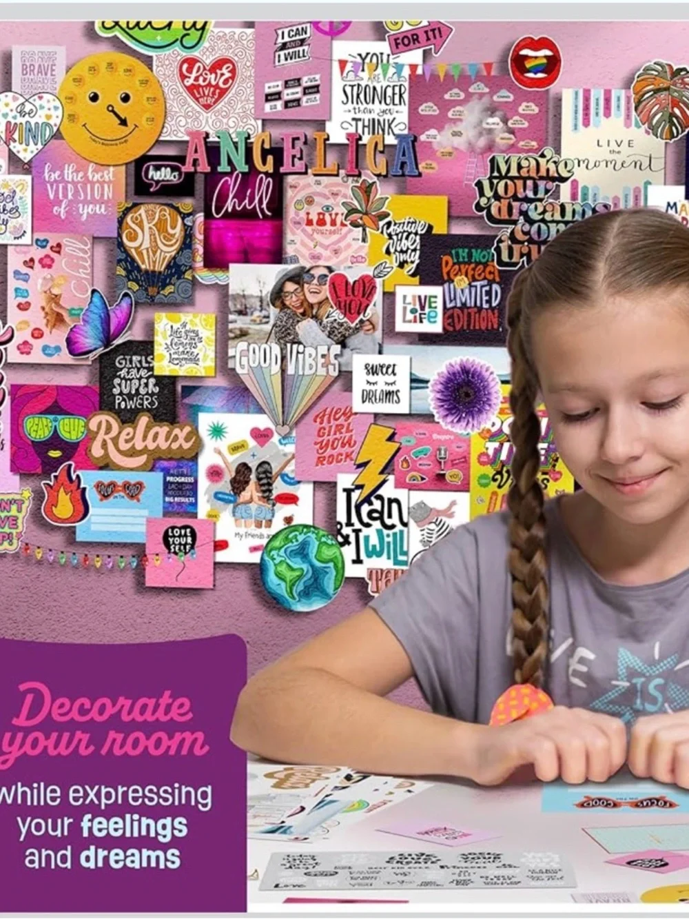 Wall Collage Making Kit‎ - Pink Multicolor Stickers